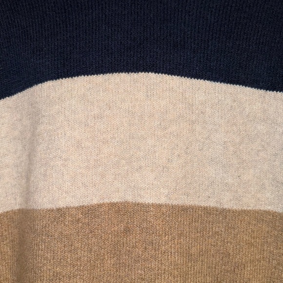 NEW Goodfellow Color-block Hoodie Sweater Blue, Cream & Tan Dapper Brown NWT - Picture 6 of 11